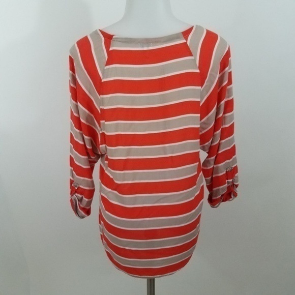 ~ Splendid top striped orange beige cuff‎ scoop S - Picture 2 of 7